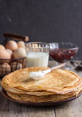 A stack of pancakes