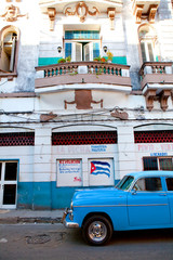 Classic american car parked in a street of Old Havana