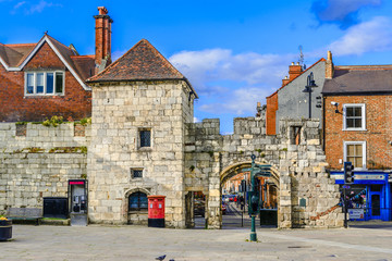 Roman wall and gate in York, UK