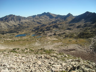 Mountain lake in Pyrenees mountains in France. Beautiful landscape overview
