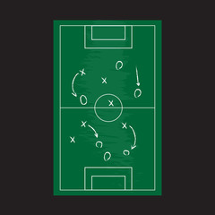 Fototapeta premium Football or soccer game strategy plan isolated on blackboard texture
