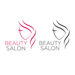 Beautiful woman logo template for hair salon, beauty salon, cosmetic procedures