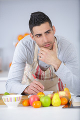 Fototapeta premium man making food in house