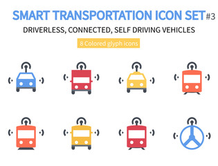 Smart Transportation icon set #3 - 8 Pixel perfect bright colored icons - Material design