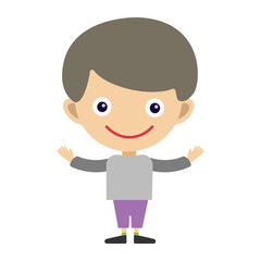 Boy portrait fun happy young expression cute teenager cartoon character and happyness little kid flat human cheerful joy casual childhood life vector illustration.