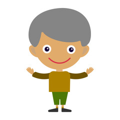 Boy portrait fun happy young expression cute teenager cartoon character and happyness little kid flat human cheerful joy casual childhood life vector illustration.