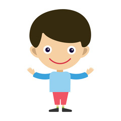 Boy portrait fun happy young expression cute teenager cartoon character and happyness little kid flat human cheerful joy casual childhood life vector illustration.