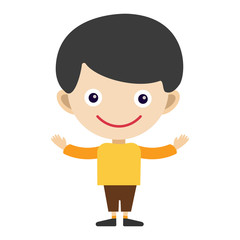 Boy portrait fun happy young expression cute teenager cartoon character and happyness little kid flat human cheerful joy casual childhood life vector illustration.