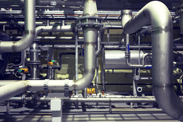 Industrial pipeline.Photo toned in retro style.