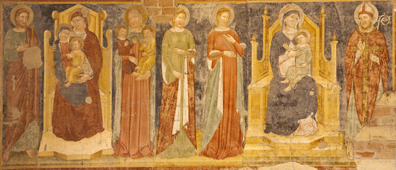 VERONA - JANUARY 27: Fresco from main nave of Basilica di San Zeno from 13. - 14. cent. by unknow...