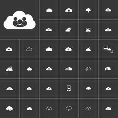 team. white clouds icon set on gray background to use in web and mobile UI