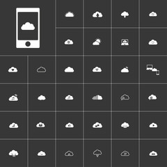 smartphone. white clouds icon set on gray background to use in web and mobile UI