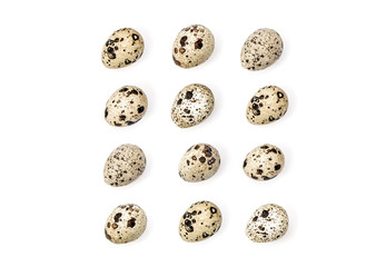 Obraz premium Quail eggs easter decoration Minimal flat lay