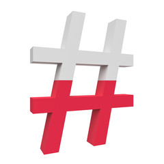 Fototapeta na wymiar 3d Poland Flag Hashtag Sign Isolated On White Background, 3d illustration