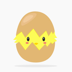 cute hatching brown egg vector illustration.