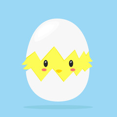 cute hatching white egg vector illustration.