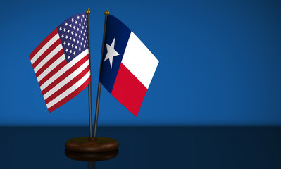 Texas Flag And USA Desk Flags