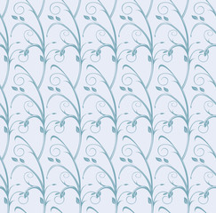 Curls and leaves seamless floral pattern.