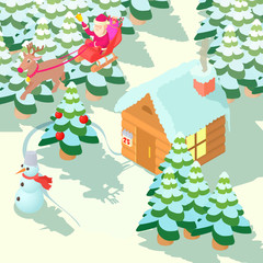 Christmas house concept, cartoon style