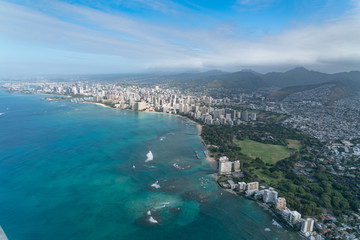 Fototapeta na wymiar An Aerial View of Honolulu on the Island of Oahu, Hawaii