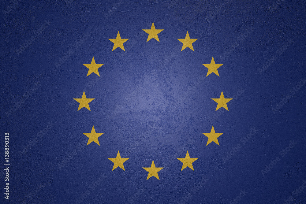 Wall mural flag of europe on stone background, 3d illustration