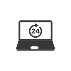 24 hours icon illustration isolated on laptop