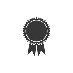 badge with ribbon in trendy flat style isolated on white background.