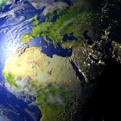 EMEA region on realistic model of Earth