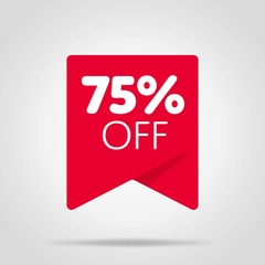 Special offer sale red tag isolated vector illustration. Discount offer price label, symbol for advertising campaign in retail, sale promo marketing, 75% off discount sticker, ad offer on shopping day