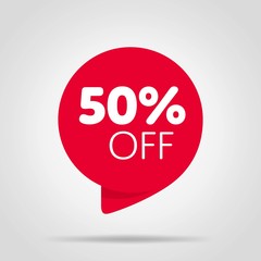 Special offer sale red tag isolated vector illustration. Discount offer price label, symbol for advertising campaign in retail, sale promo marketing, 50% off discount sticker, ad offer on shopping day