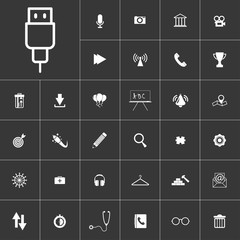 Usb. Universal icon set on gray background to use in web and mobile UI