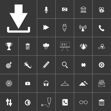 download. Universal icon set on gray background to use in web and mobile UI