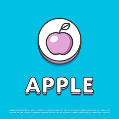 Apple colour round icon isolated vector illustration. Fresh apple fruit symbol. Organic eco fruit, healthy diet, vegan farm food logo or sign in line design.