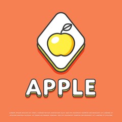 Apple colour rhomb icon isolated vector illustration. Fresh apple fruit symbol. Organic eco fruit, healthy diet, vegan farm food logo or sign in line design.
