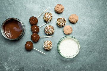 Energy Balls, Melted Chocolate, and Coconut