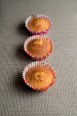 Cupcakes with No Frosting on a Gray Surface
