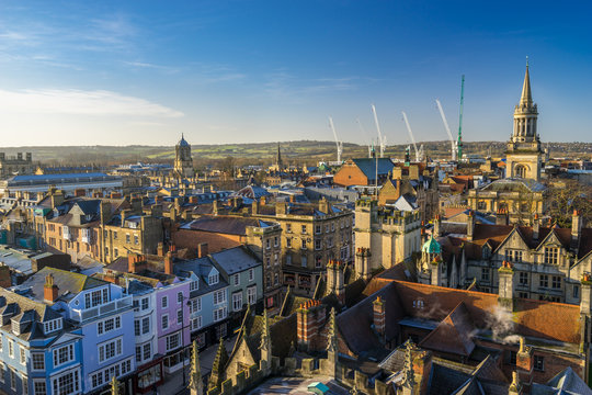 Cityscape of Oxford City. Oxfordshire, England, UK