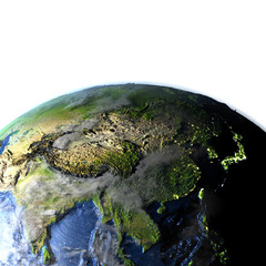 Fototapeta premium East Asia on Earth - visible ocean floor