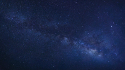 Naklejka na ściany i meble Panorama Milky way galaxy with stars and space dust in the universe, Long exposure photograph, with grain.