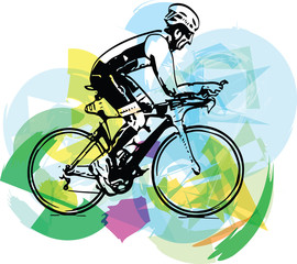 Fototapeta na wymiar Sketch of male on a bicycle