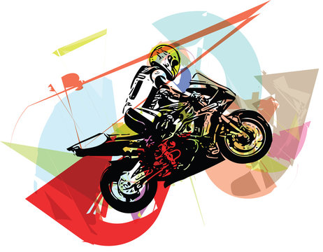 Extreme abstract motocross racer by motorcycle