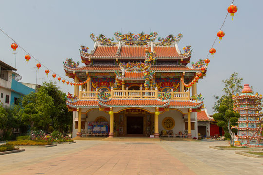The Chinese shrine with Chinese style art decoration in Phichit, Thiland