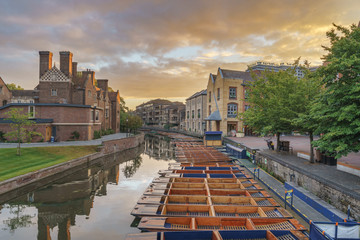 Punts on the RIver Cam in Cambridge, Cambridgeshire, England