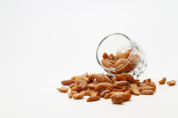 Almond and peanut with white background