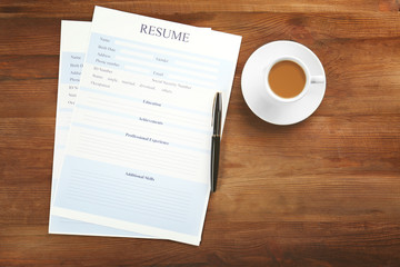 Employer workplace with resumes