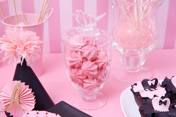 Table with tasty sweets prepared for party