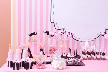 Table with tasty sweets prepared for party