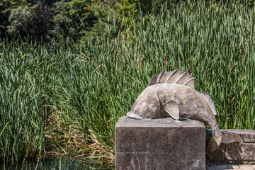 Fish sculpture at Hamilton Gardens, New Zealand.