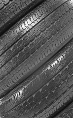 Car wheels, closeup
