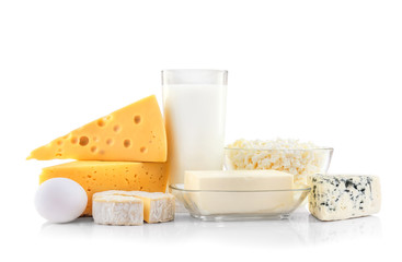 Fresh dairy products on table